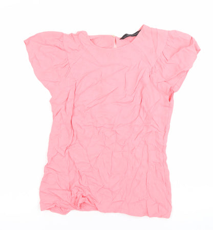 Womens UK Size L Zara Pink Basic Blouse