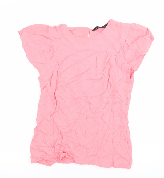 Womens UK Size L Zara Pink Basic Blouse