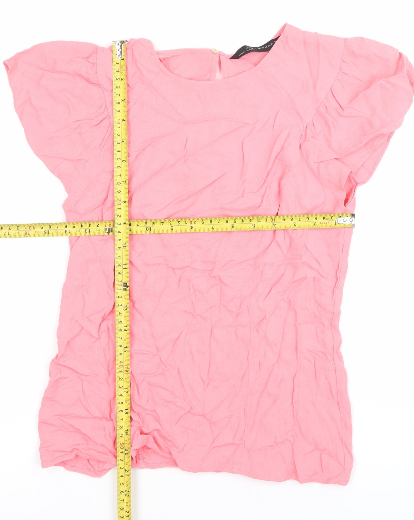 Womens UK Size L Zara Pink Basic Blouse