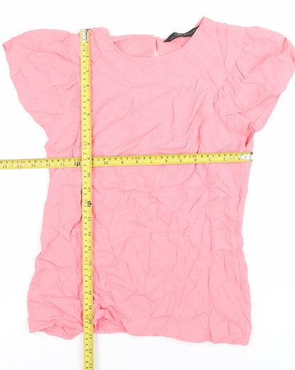 Womens UK Size L Zara Pink Basic Blouse