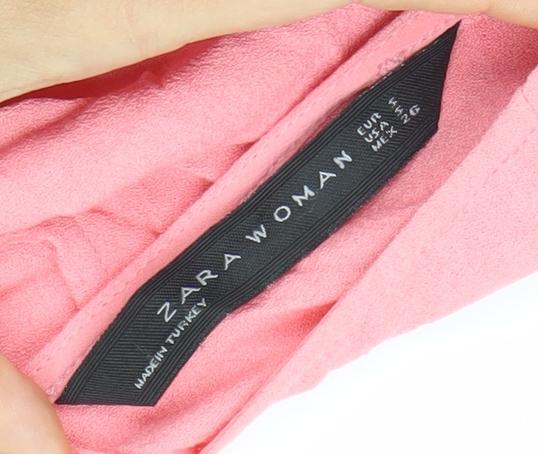 Womens UK Size L Zara Pink Basic Blouse