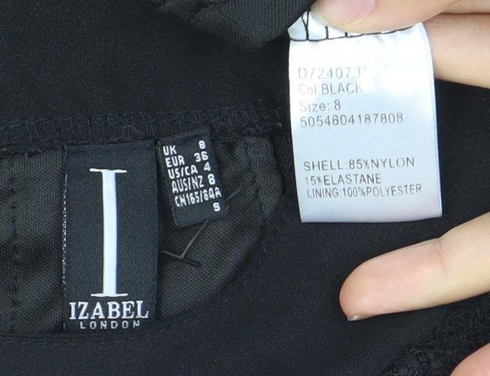 Izabel London Womens Black Lace Floral A-Line Dress Size 8