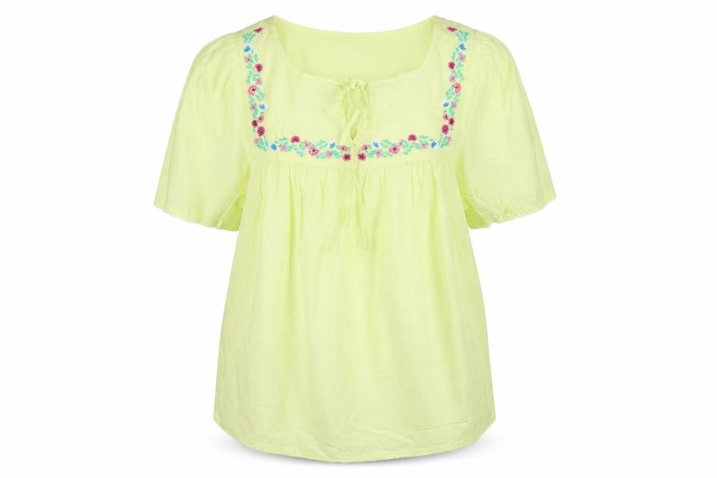Marks and Spencer Womens Yellow Floral Embroidered Tunic Blouse Size 10