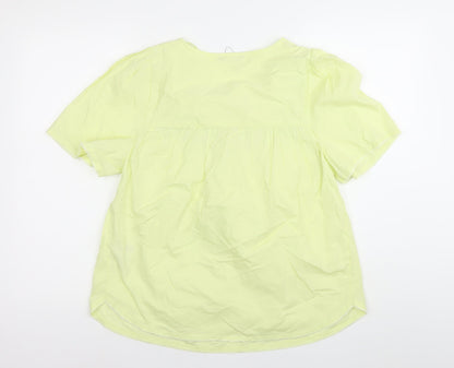 Marks and Spencer Womens Yellow Floral Embroidered Tunic Blouse Size 10