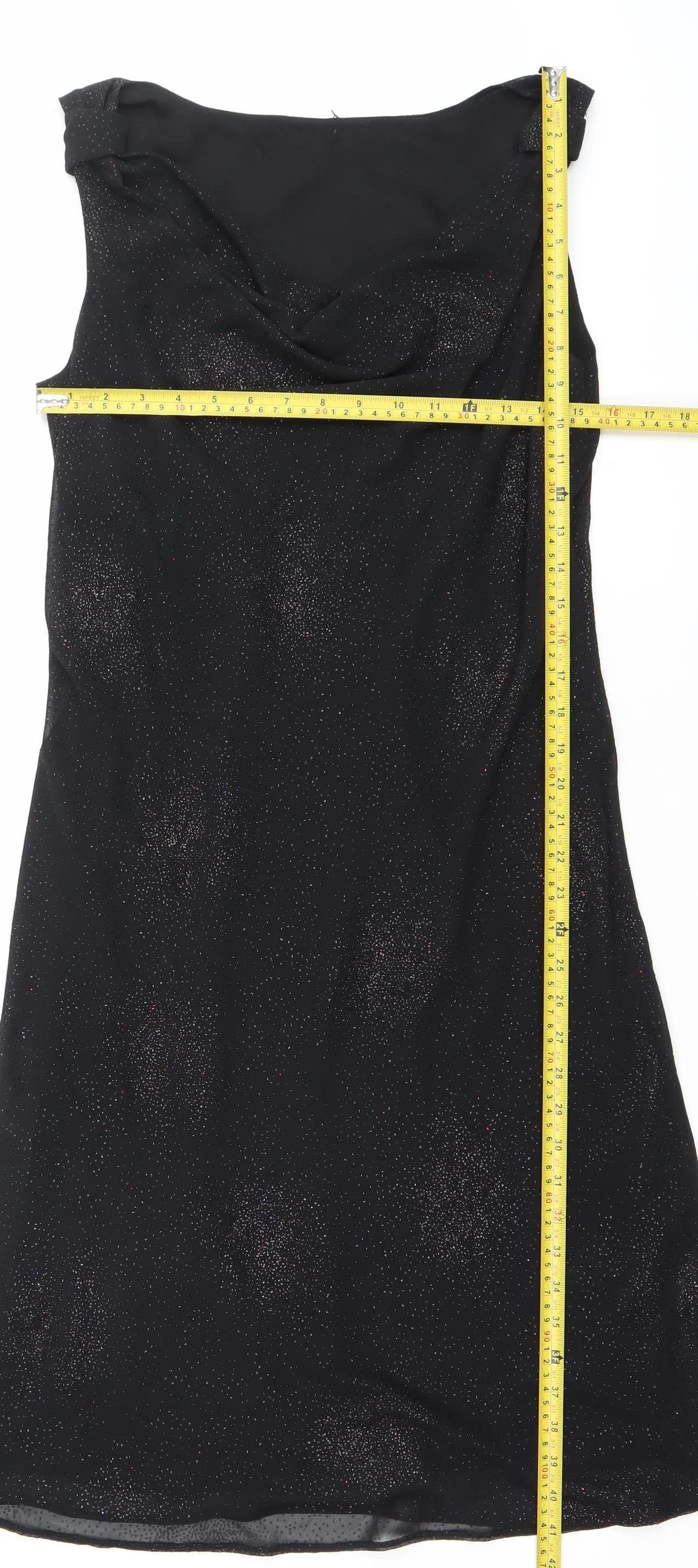 BHS Women’s Black Glitter Sheath Party Dress Size 14
