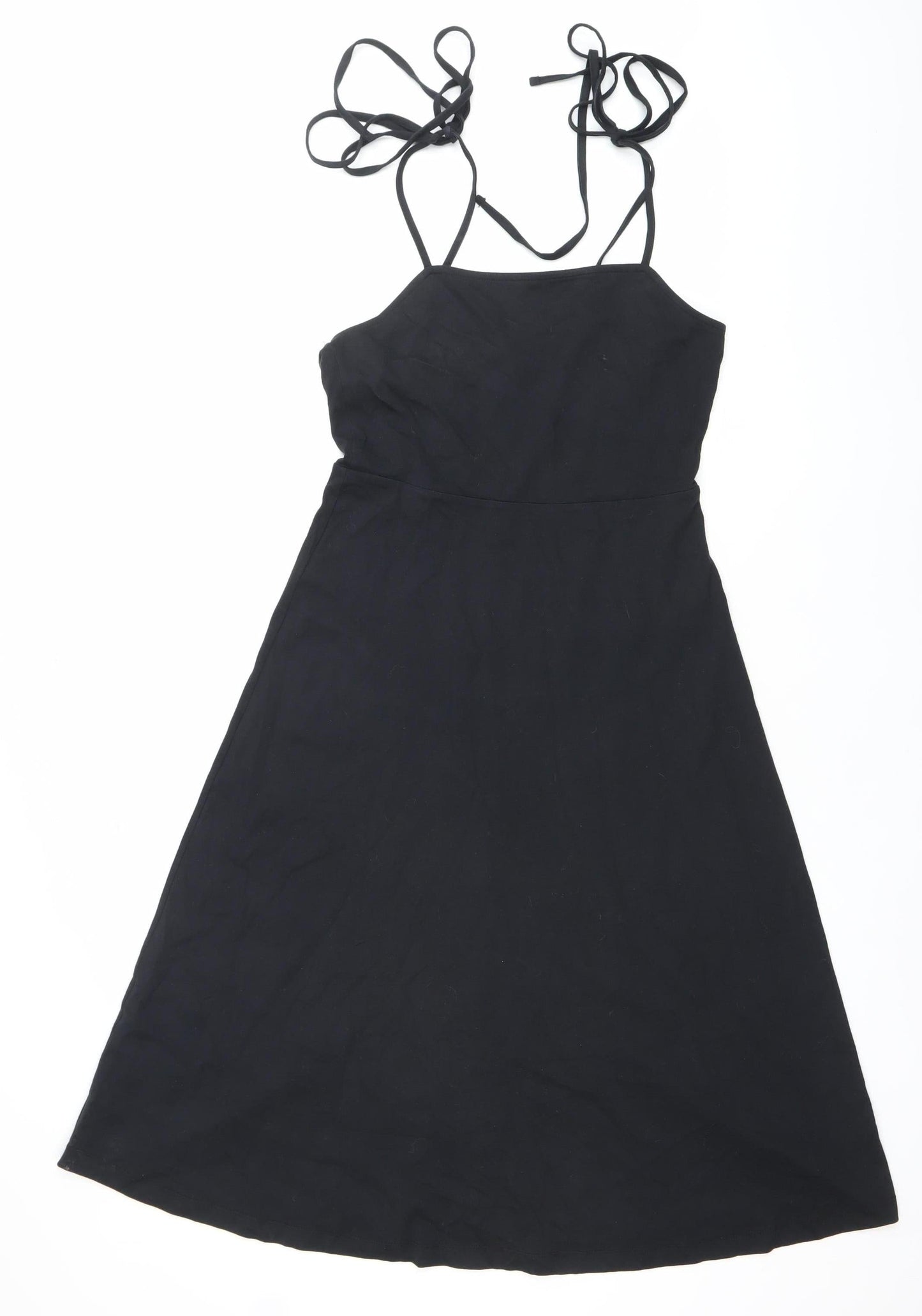ASOS Women’s Black Size 8 A-Line Halter Cotton Knee Dress
