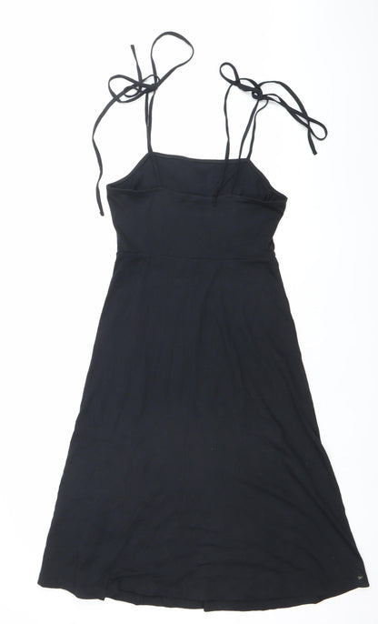 ASOS Women’s Black Size 8 A-Line Halter Cotton Knee Dress