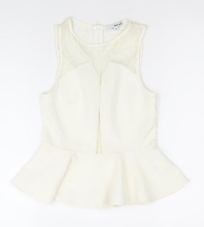 Womens UK Size XS TALLY WEiJL Ivory Peplum Blouse