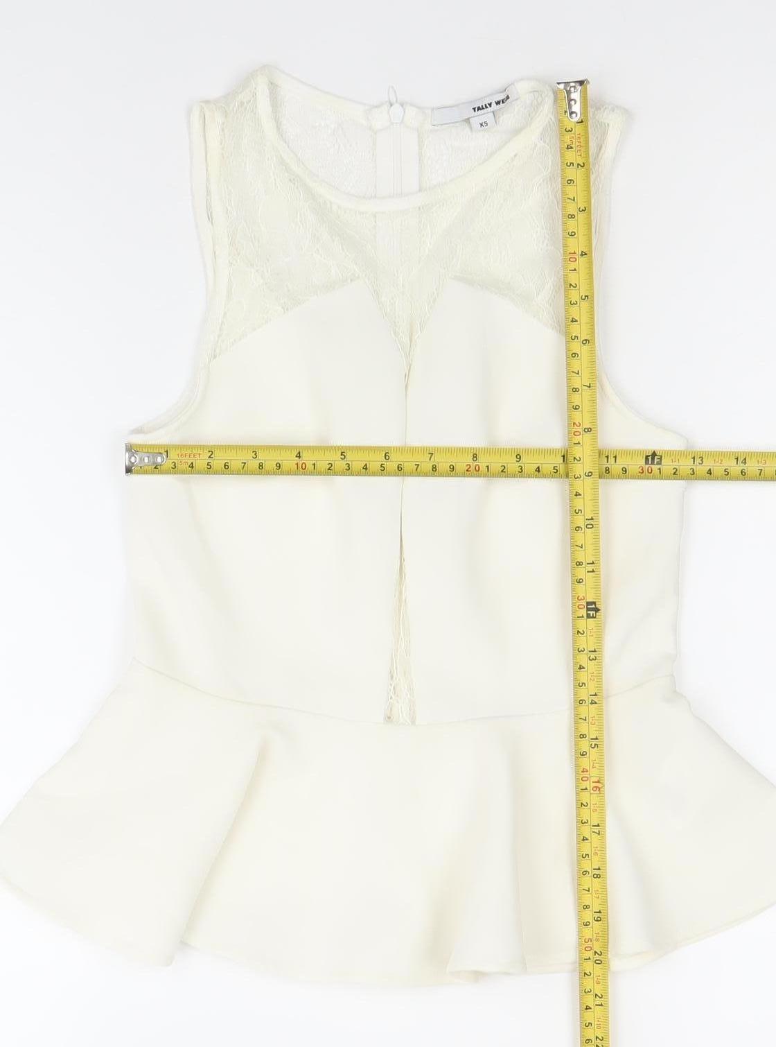 Womens UK Size XS TALLY WEiJL Ivory Peplum Blouse