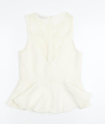 Womens UK Size XS TALLY WEiJL Ivory Peplum Blouse