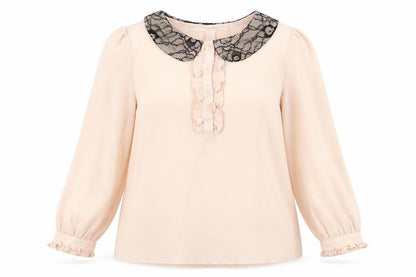 XXI Women's Pink Polyester Chiffon Blouse Size S Collared Ruffle