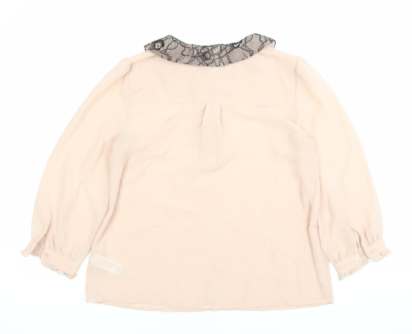 XXI Women's Pink Polyester Chiffon Blouse Size S Collared Ruffle