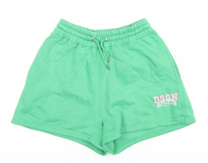 Boohoo Women’s Green Sweat Shorts S Regular Fit DSGN Logo Drawstring