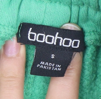 Boohoo Women’s Green Sweat Shorts S Regular Fit DSGN Logo Drawstring