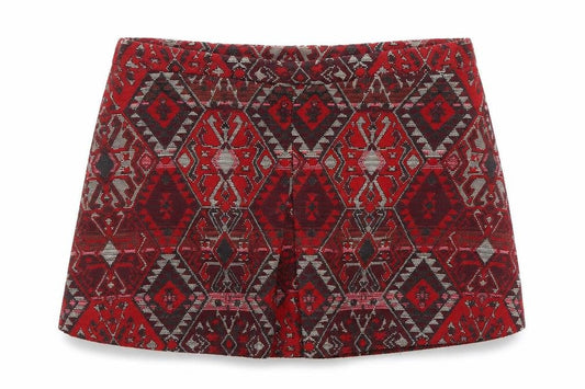 Zara Girls Red Geometric Skort A-Line Size 13-14 Years Polyester