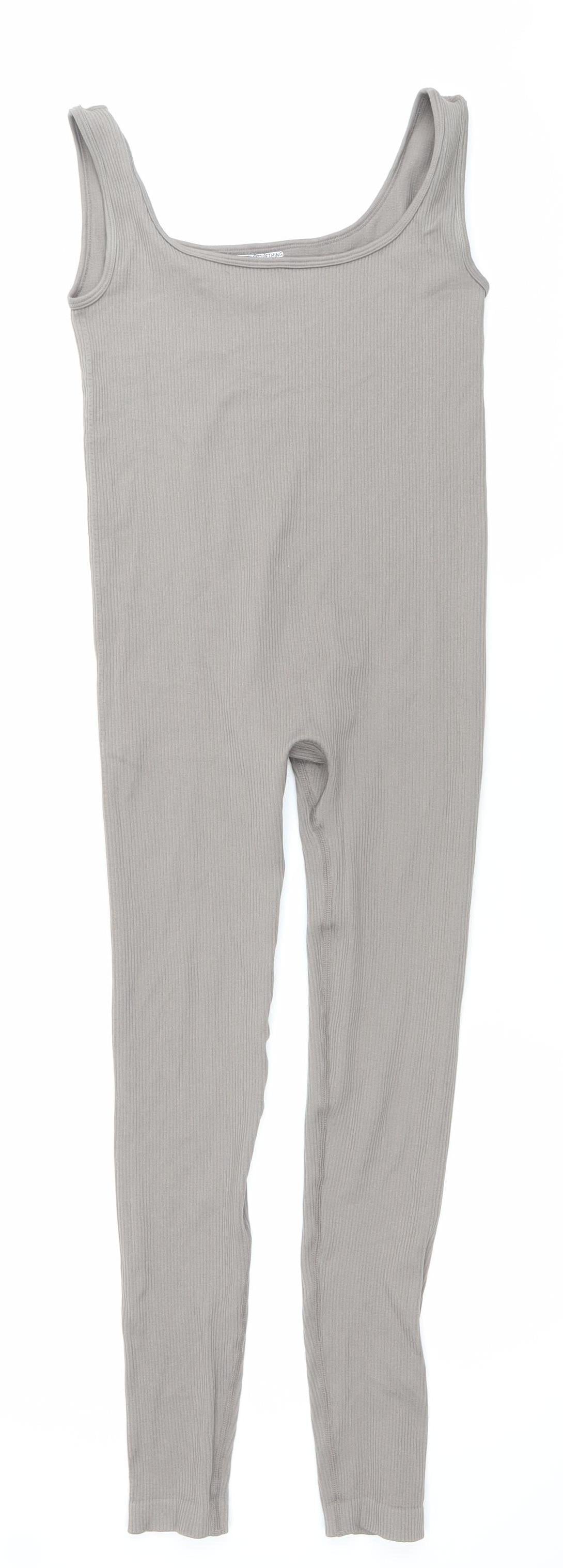 PrettyLittleThing Women’s Grey Catsuit Size S Slim Fit Stretch