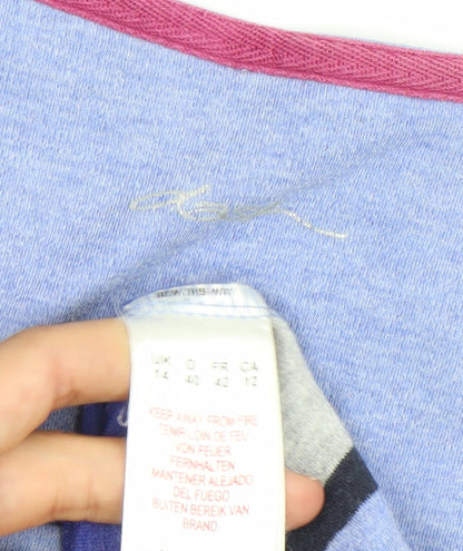 East Women’s Blue Striped Square Neck 3/4 Sleeve T-Shirt Size 14