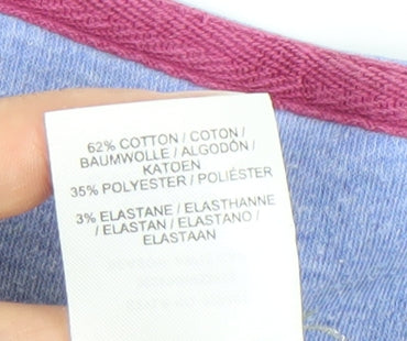 East Women’s Blue Striped Square Neck 3/4 Sleeve T-Shirt Size 14