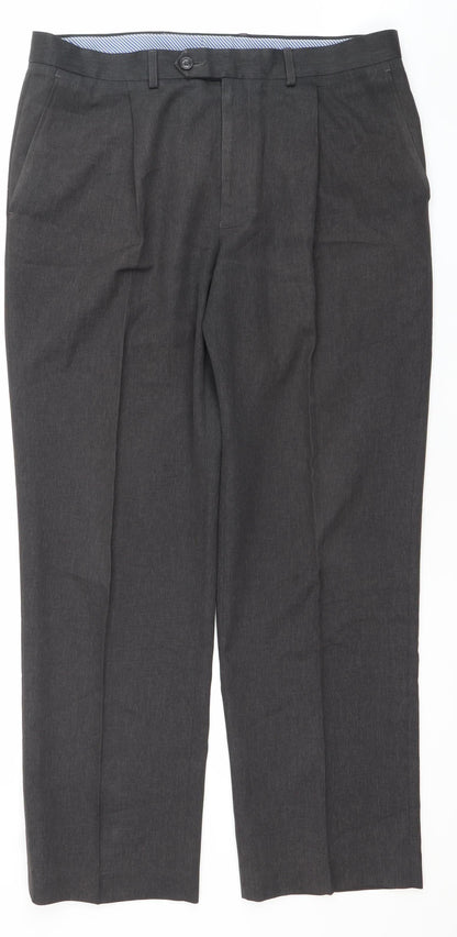 Marks and Spencer Men’s Grey Regular Fit Dress Trousers 31W 29L