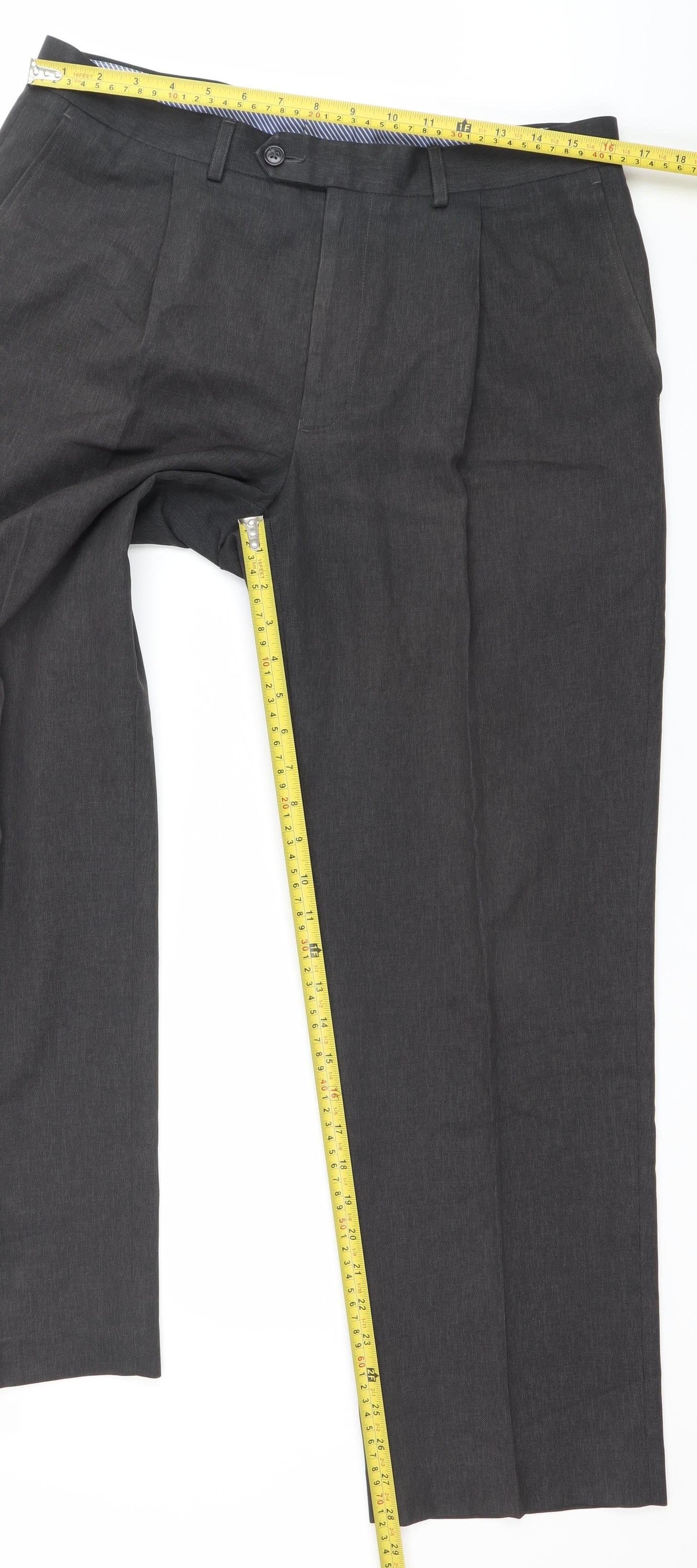 Marks and Spencer Men’s Grey Regular Fit Dress Trousers 31W 29L