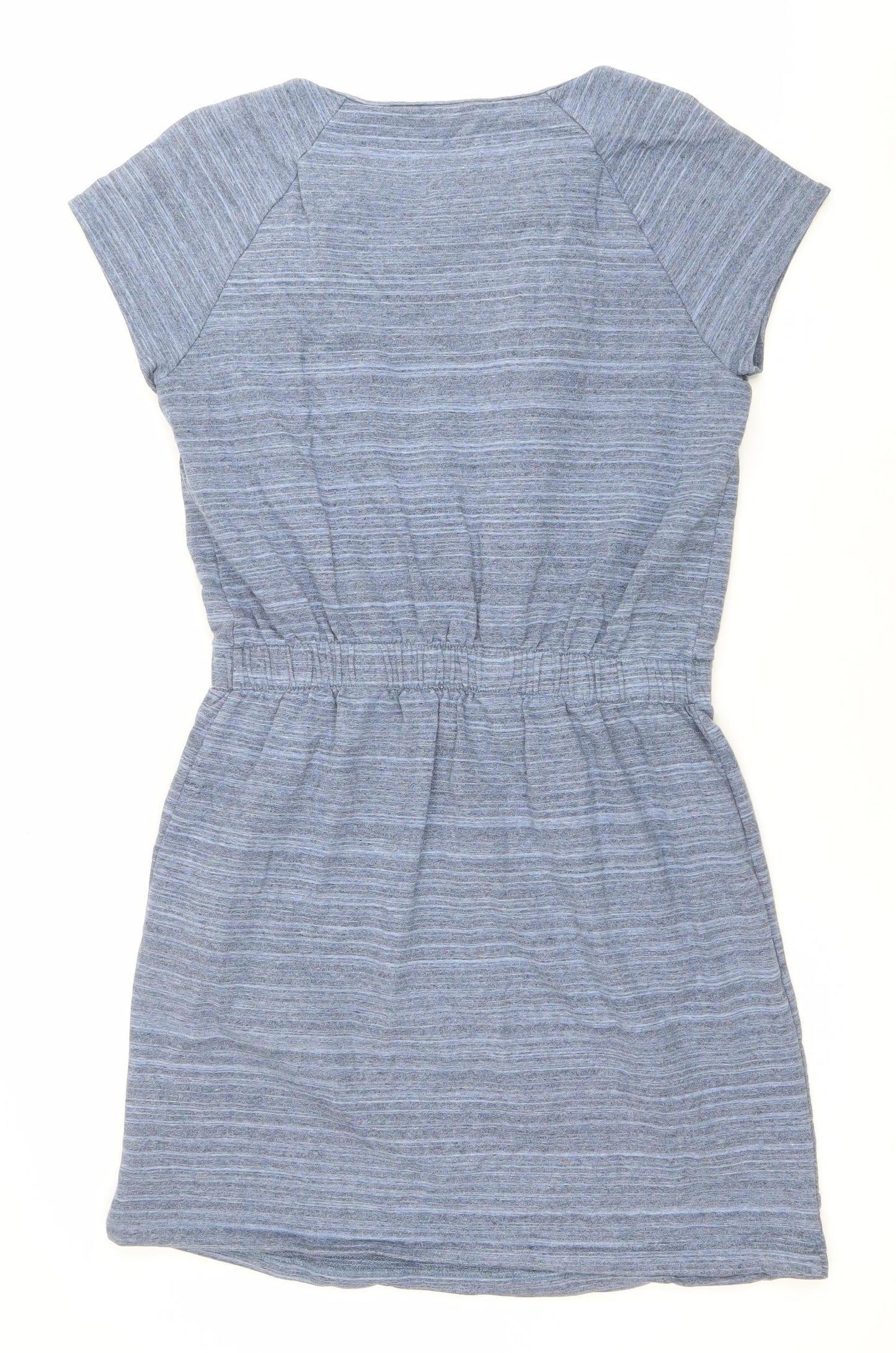 GAP Women’s Blue Striped Shift Dress M Cotton Blend Zip Casual