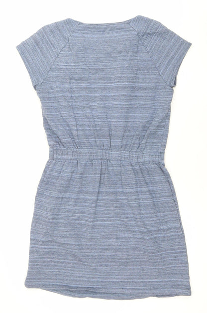 GAP Women’s Blue Striped Shift Dress M Cotton Blend Zip Casual