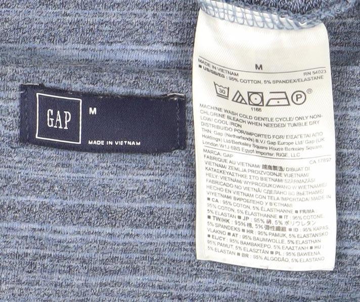 GAP Women’s Blue Striped Shift Dress M Cotton Blend Zip Casual