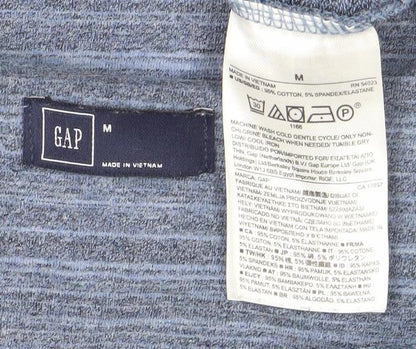 GAP Women’s Blue Striped Shift Dress M Cotton Blend Zip Casual