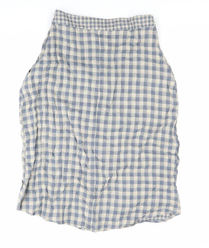 Native Youth Women’s Blue Check Cotton XS Knee Length Button Skirt