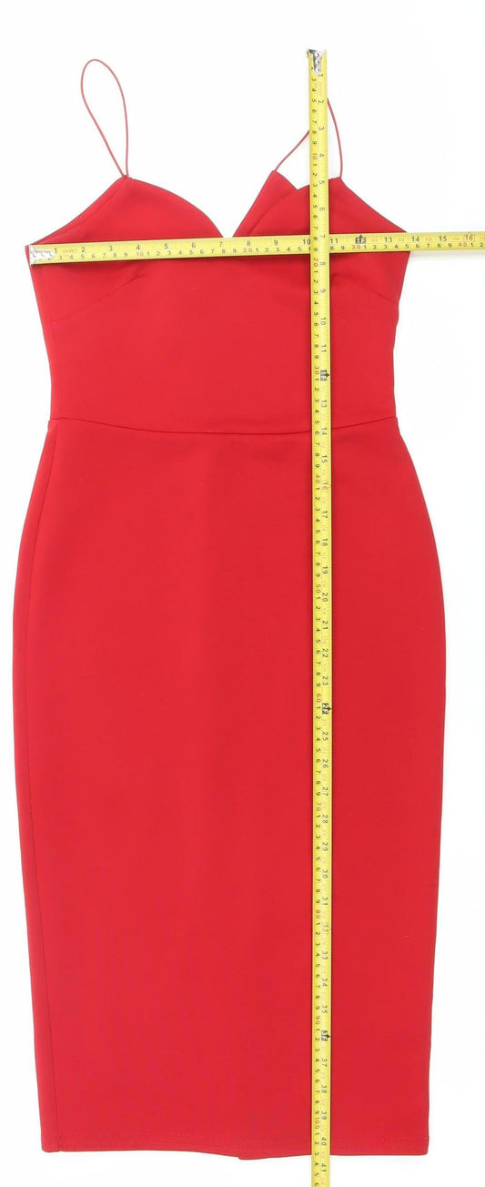 ASOS Women’s Red Sleeveless Bodycon Dress Size 8 Party Cocktail