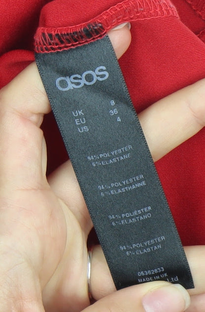 ASOS Women’s Red Sleeveless Bodycon Dress Size 8 Party Cocktail