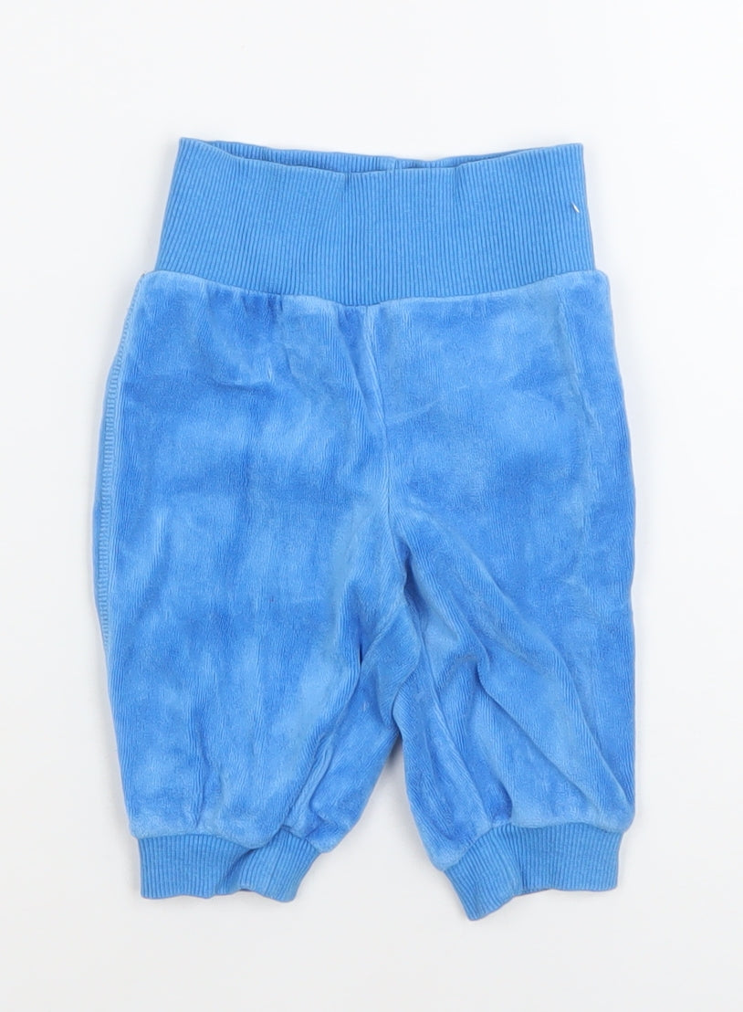 Mohini Baby Unisex Blue Jogger Trousers 3-6 Months Velour Cotton Blend