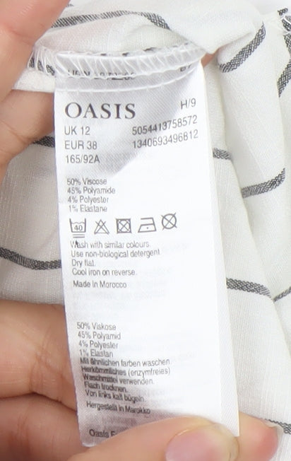 Womens UK Size 12 Oasis White Tunic Blouse