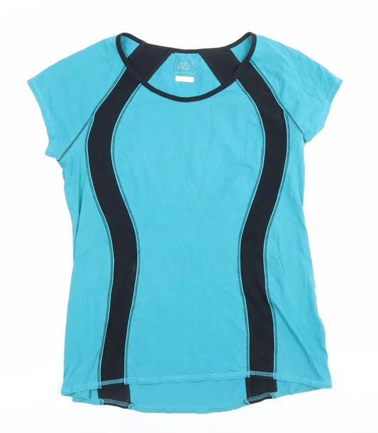 Marks and Spencer Womens Blue Black Size 16 T-Shirt Top Lightweight