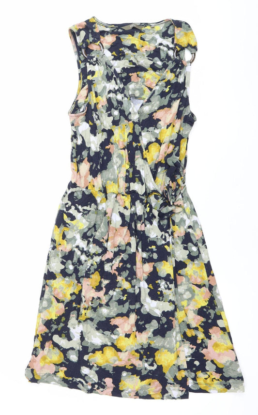 Next Womens Multicoloured Floral Wrap Dress Size 12 Sleeveless V-Neck