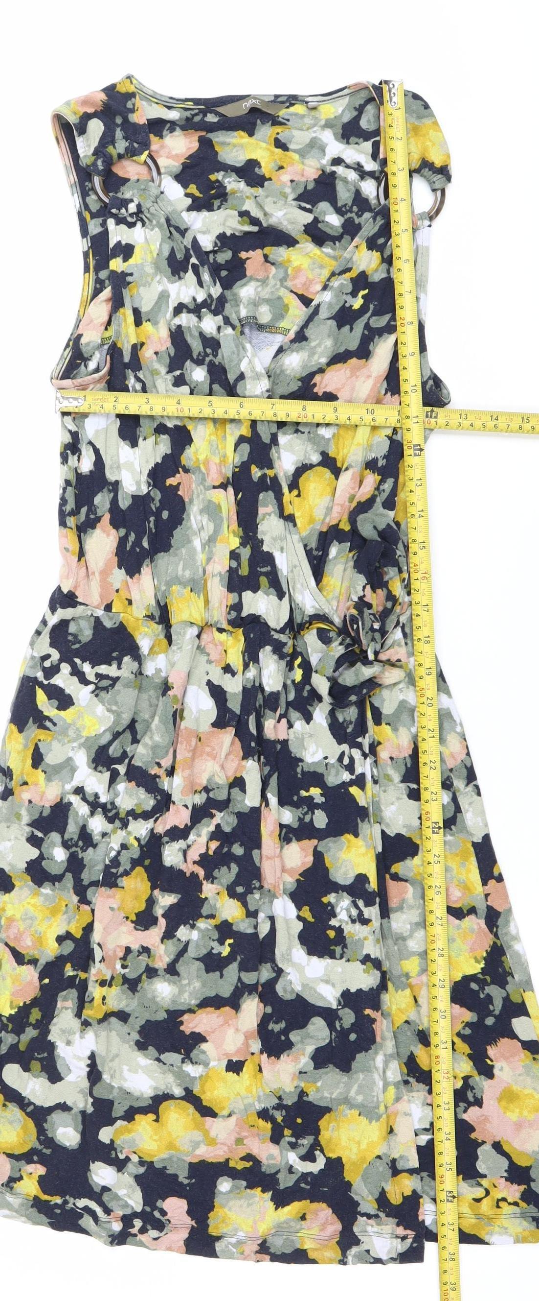 Next Womens Multicoloured Floral Wrap Dress Size 12 Sleeveless V-Neck
