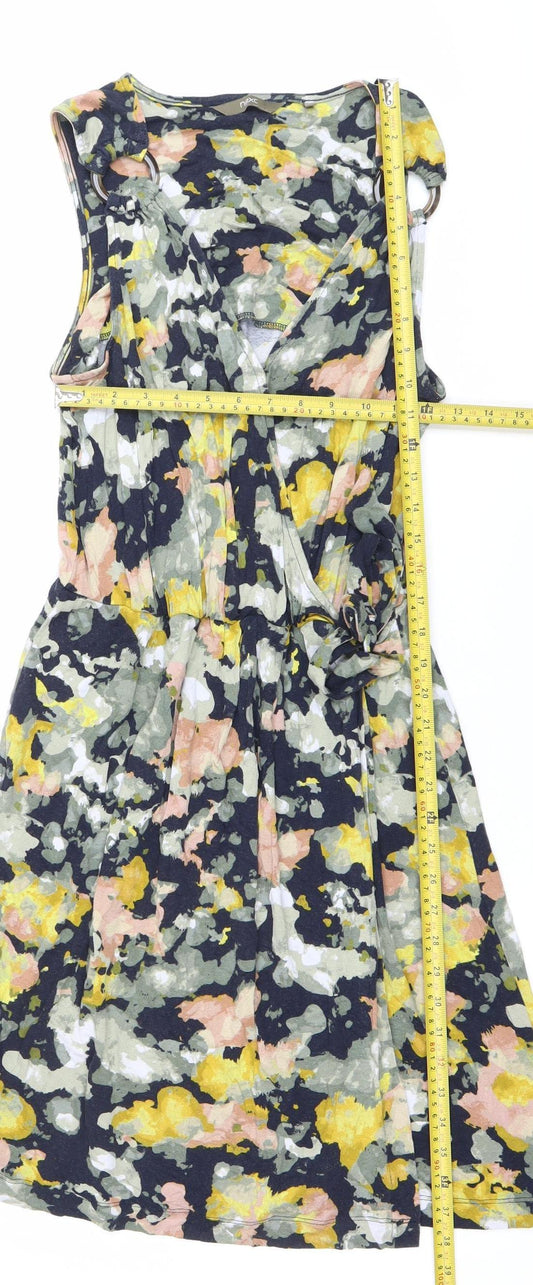 Next Womens Multicoloured Floral Wrap Dress Size 12 Sleeveless V-Neck