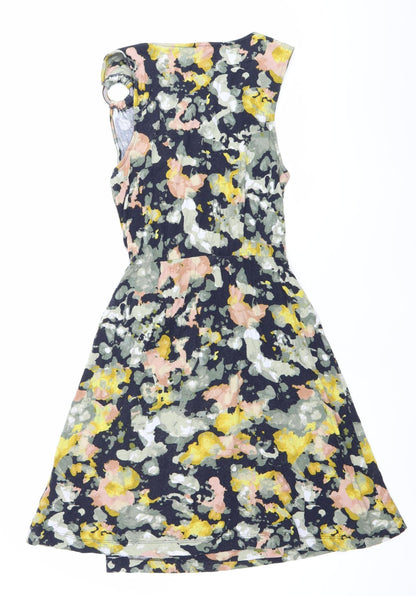 Next Womens Multicoloured Floral Wrap Dress Size 12 Sleeveless V-Neck
