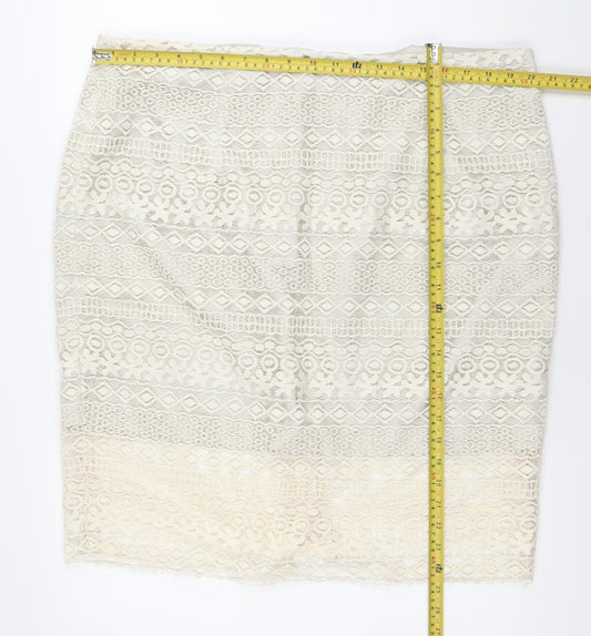 Autograph Women Ivory Lace Pencil Skirt Size 20 Knee Length