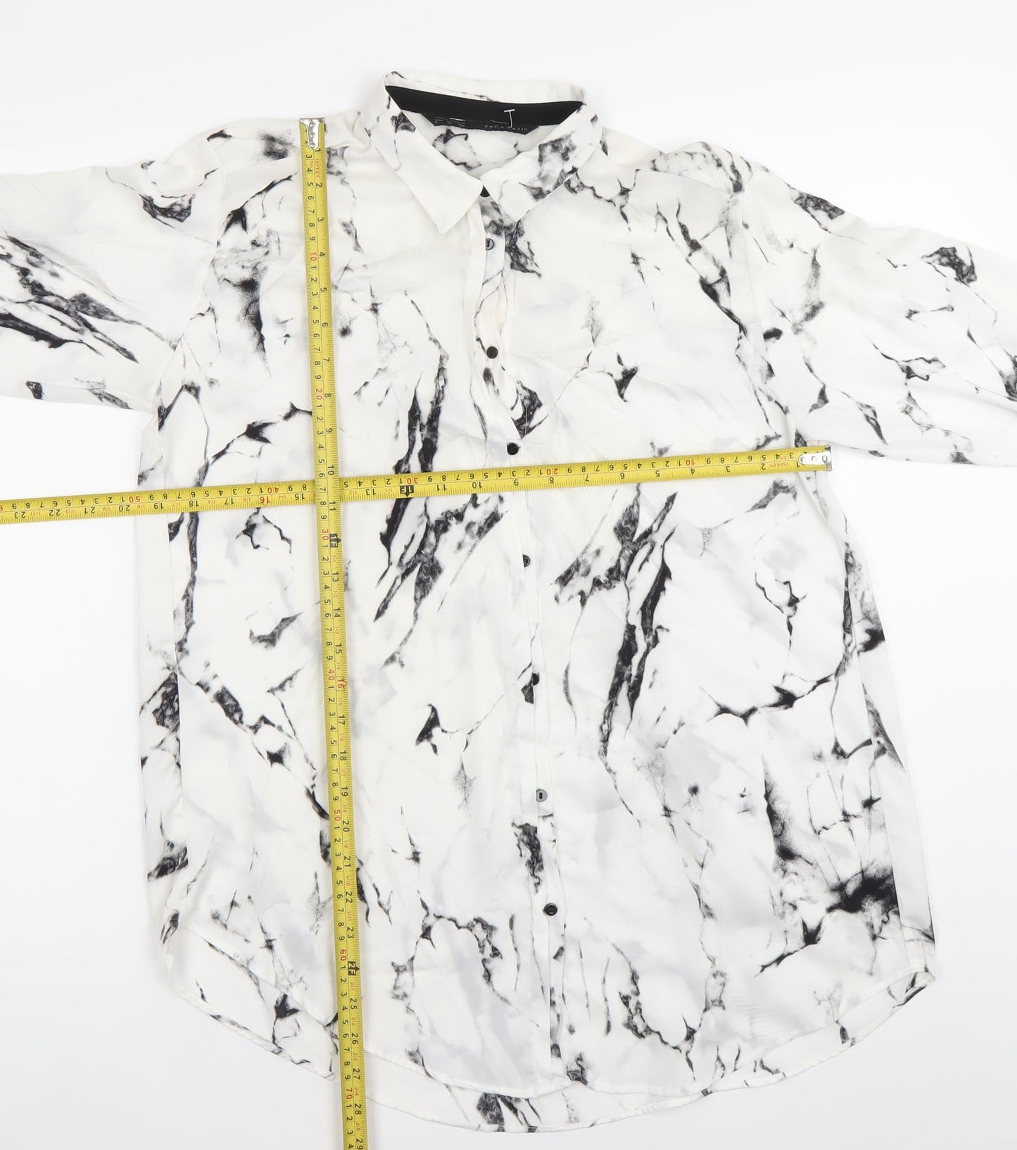 Womens UK Size S Zara White Basic Button-Up