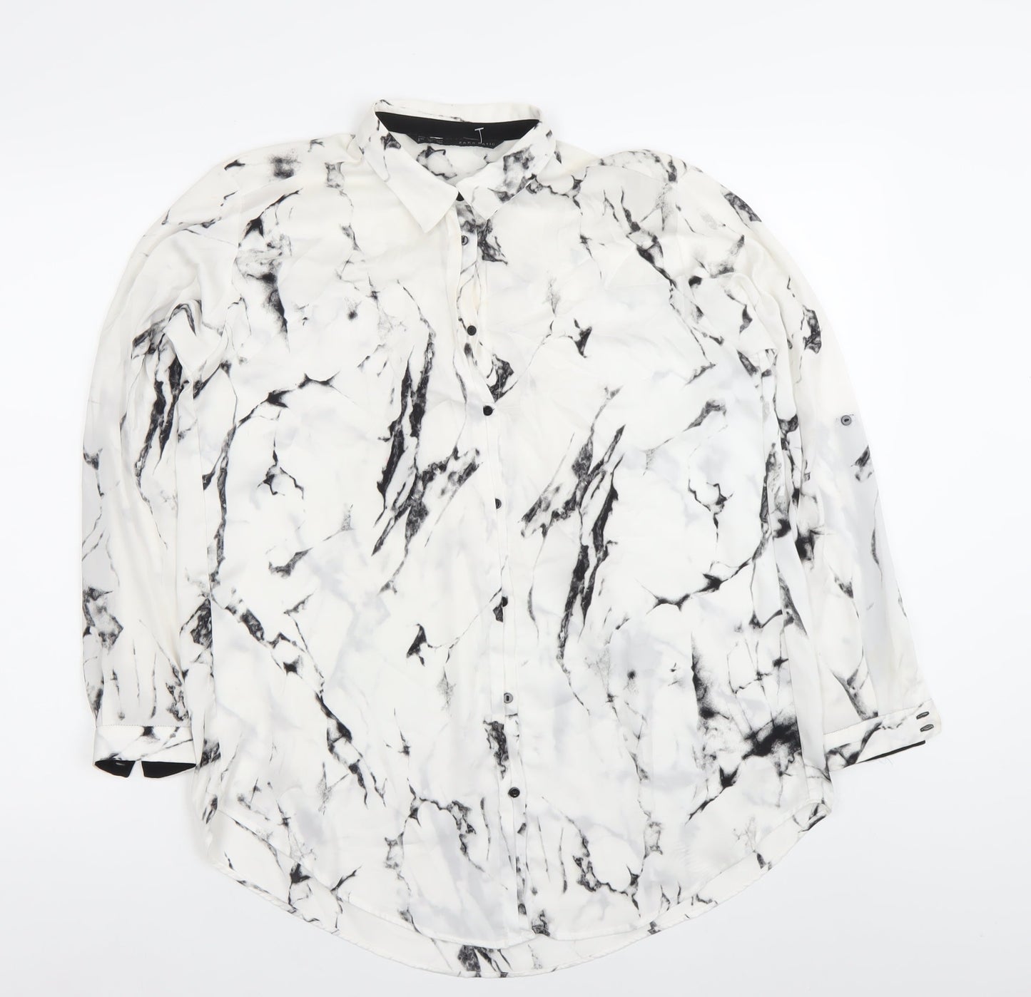 Womens UK Size S Zara White Basic Button-Up