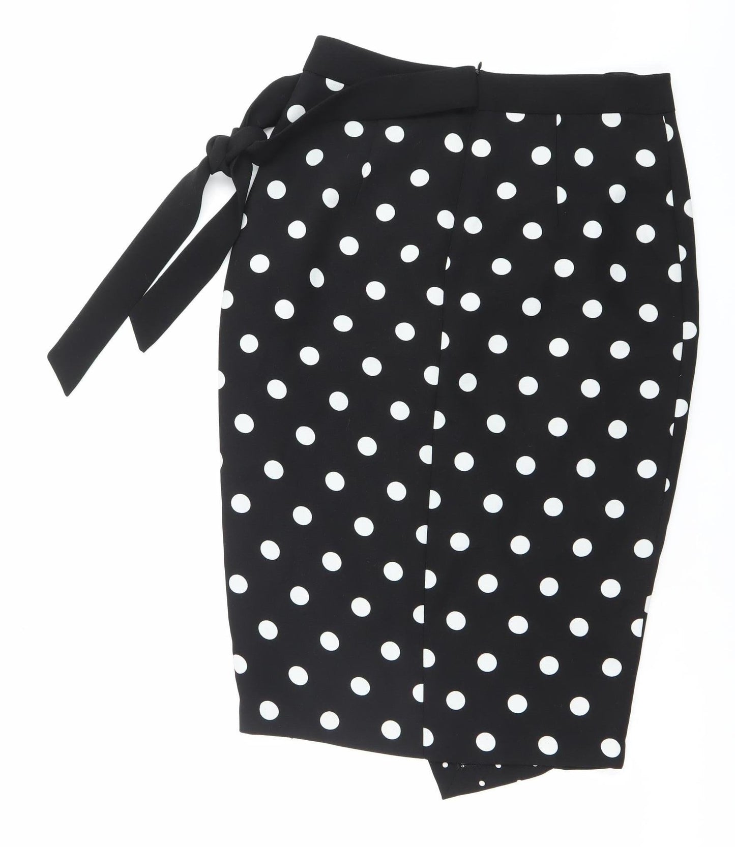 Oasis Women’s Black Polka Dot Wrap Skirt Size 6 Knee Length Retro