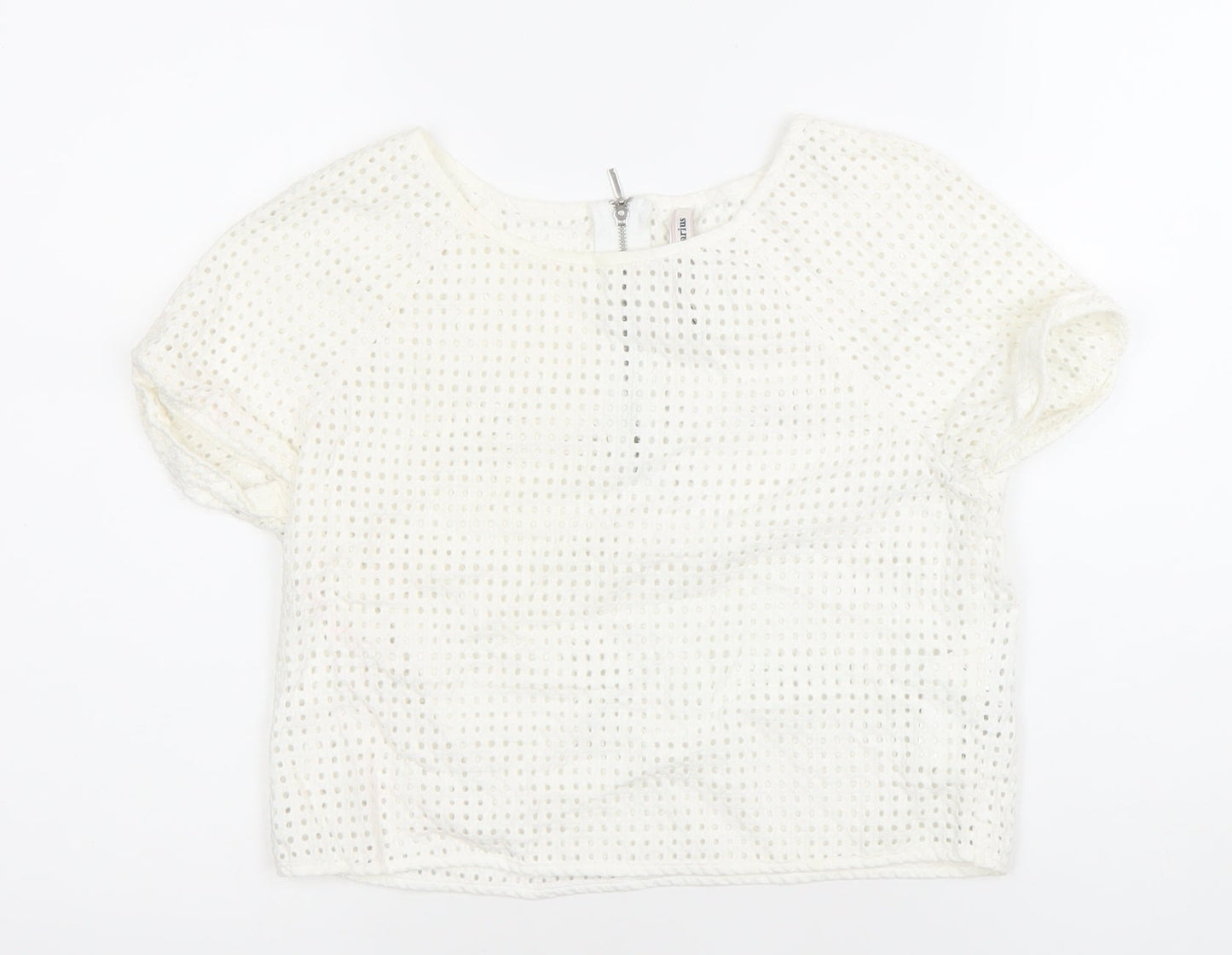 Womens UK Size 12 Stradivarius White Cropped Blouse