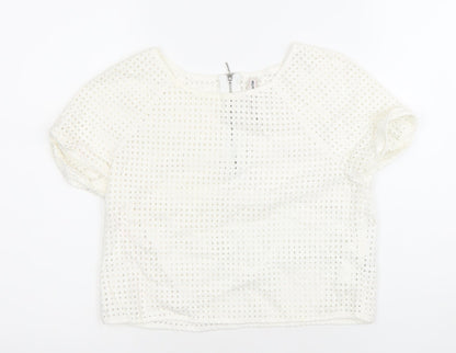 Womens UK Size 12 Stradivarius White Cropped Blouse