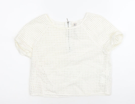 Womens UK Size 12 Stradivarius White Cropped Blouse