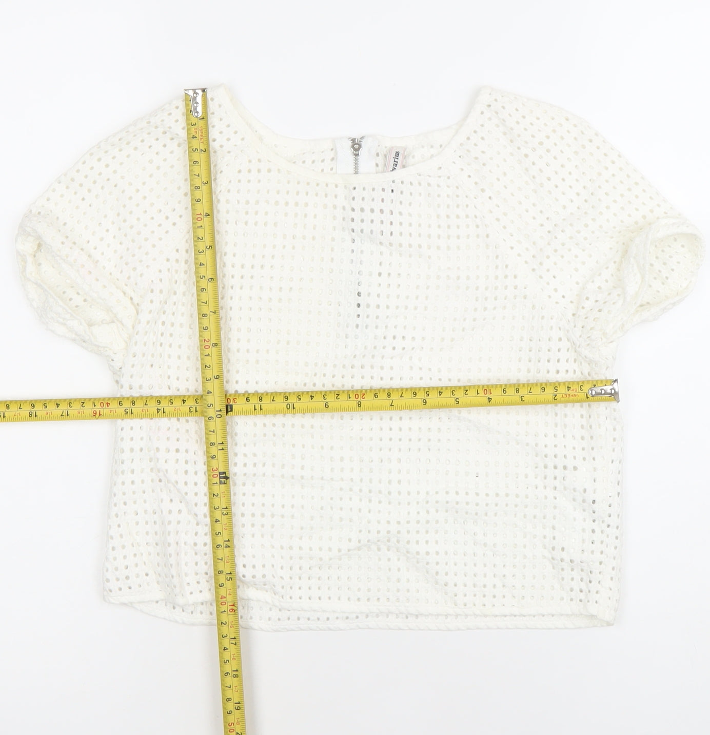 Womens UK Size 12 Stradivarius White Cropped Blouse