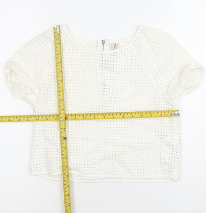 Womens UK Size 12 Stradivarius White Cropped Blouse