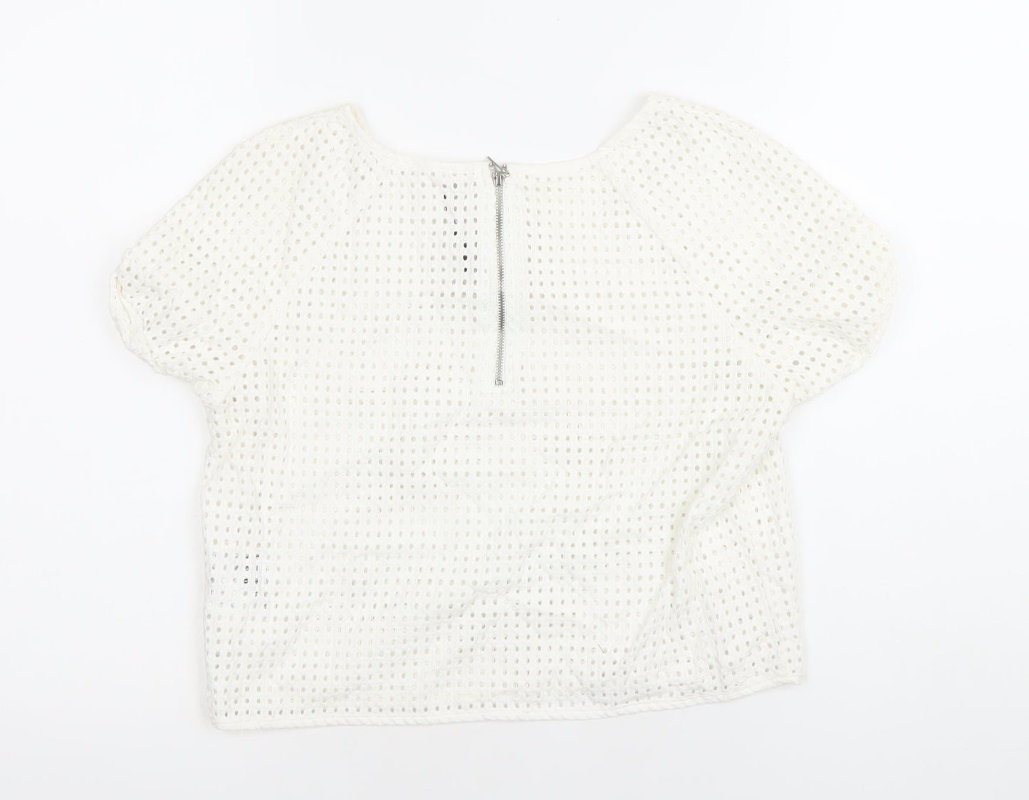 Womens UK Size 12 Stradivarius White Cropped Blouse