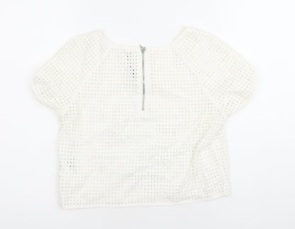 Womens UK Size 12 Stradivarius White Cropped Blouse