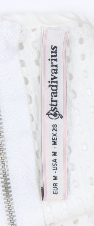 Womens UK Size 12 Stradivarius White Cropped Blouse